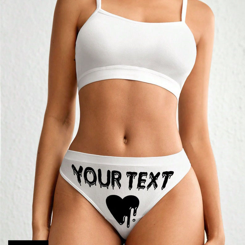 Custom Text SEXY bikini Thong Panties Heart Melted